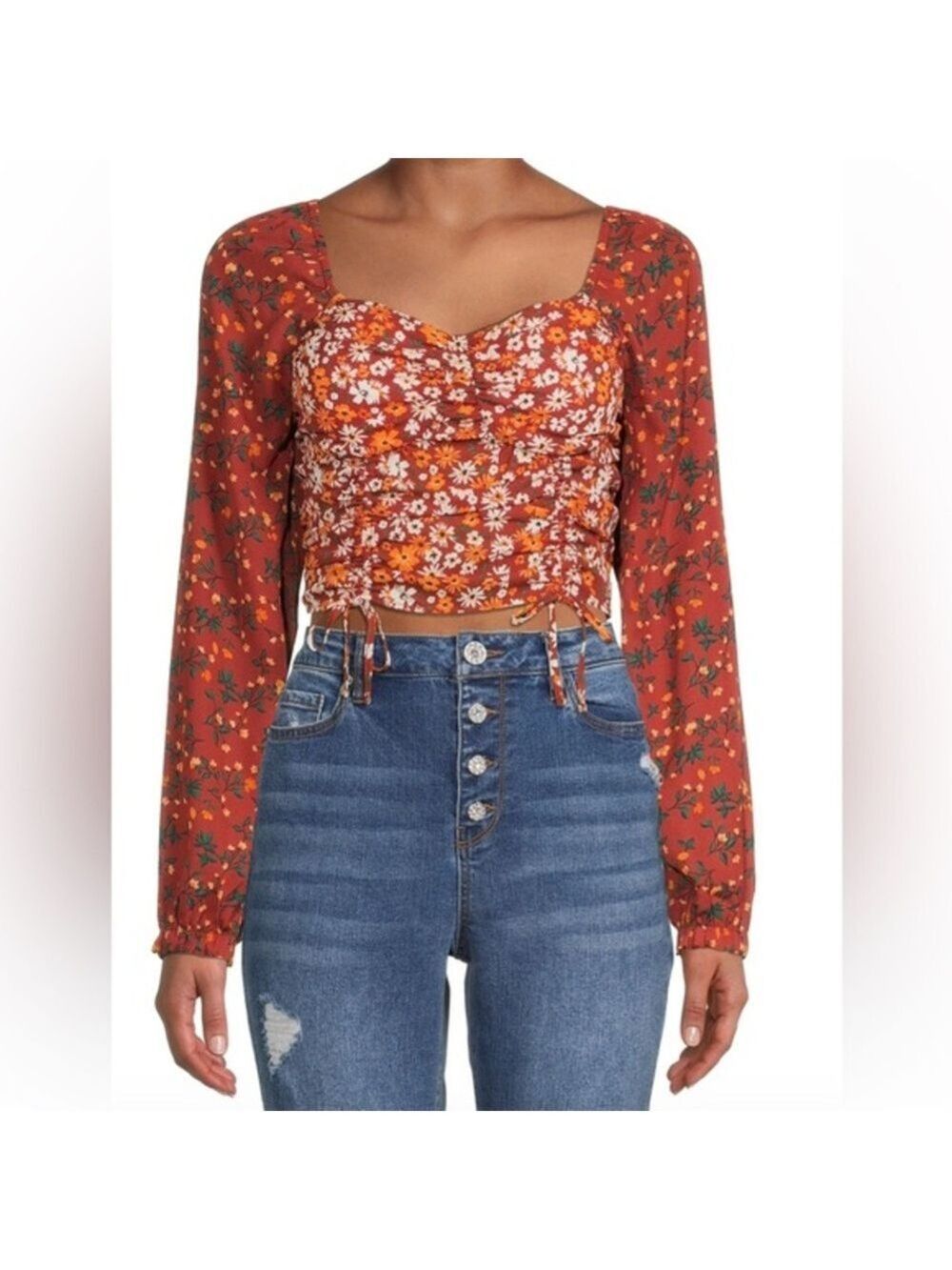 Madden NYC Floral Crop Top Women’s Boho top Casual top Size XS